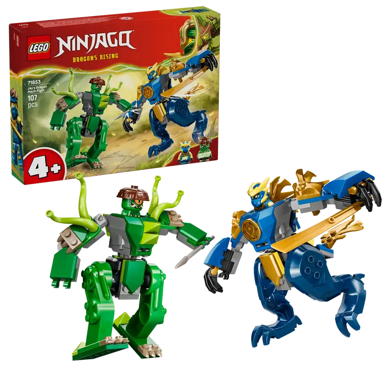 LEGO NINJAGO Jay’s Dragon Mech Battle – Ninja Action Toy with 2 Minifigures (71853)