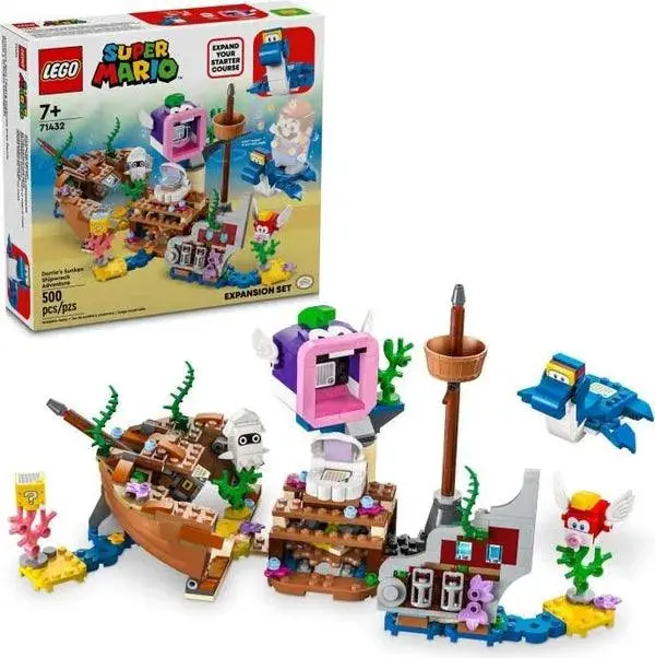 LEGO Super Mario Dorrie’s Sunken Shipwreck Build (71432)